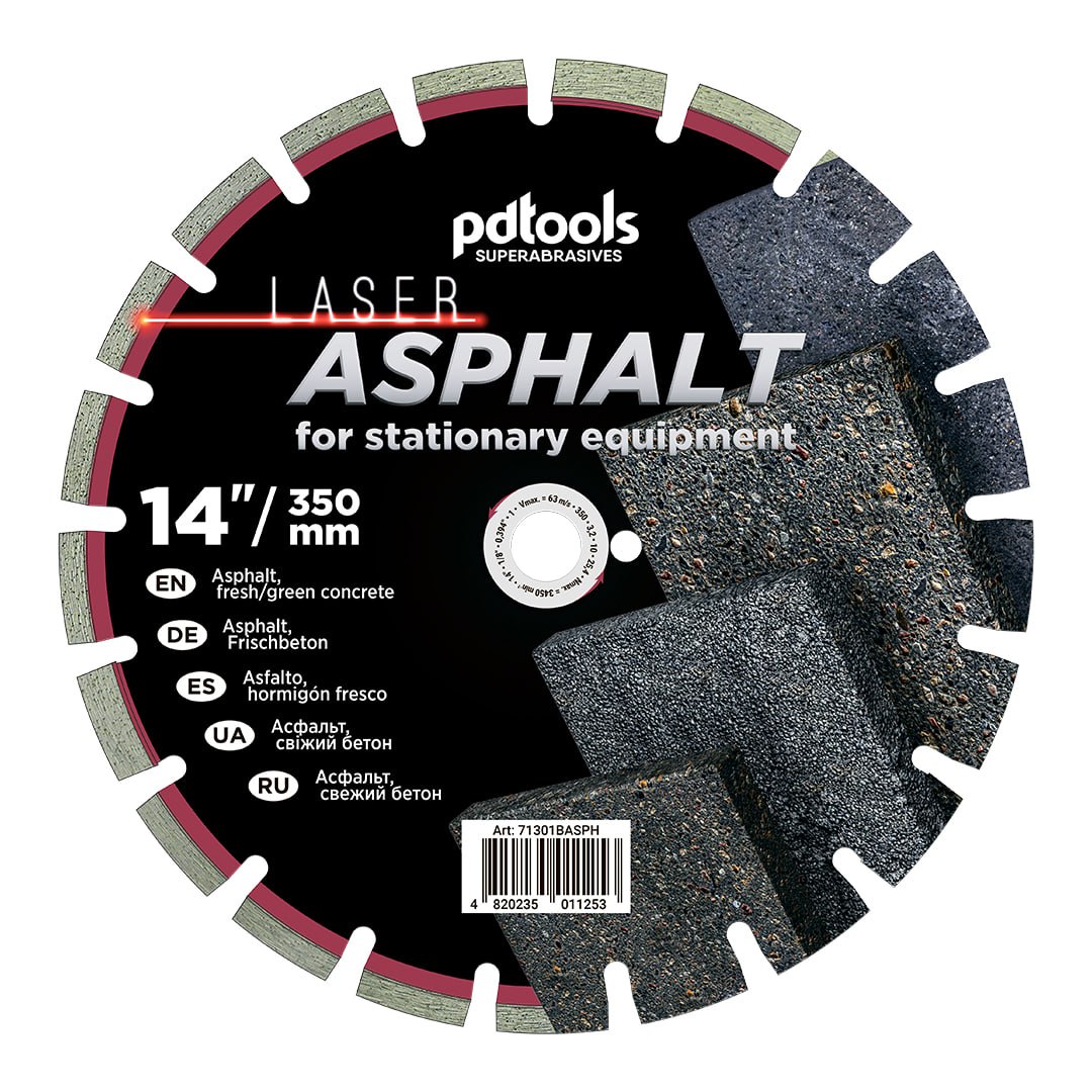Круг алмазний відрізний PDTOOLS SUPERABRASIVES 71301BASPH 1A1RSS/C1P 350 3,2 10 25.4 ASPHALT